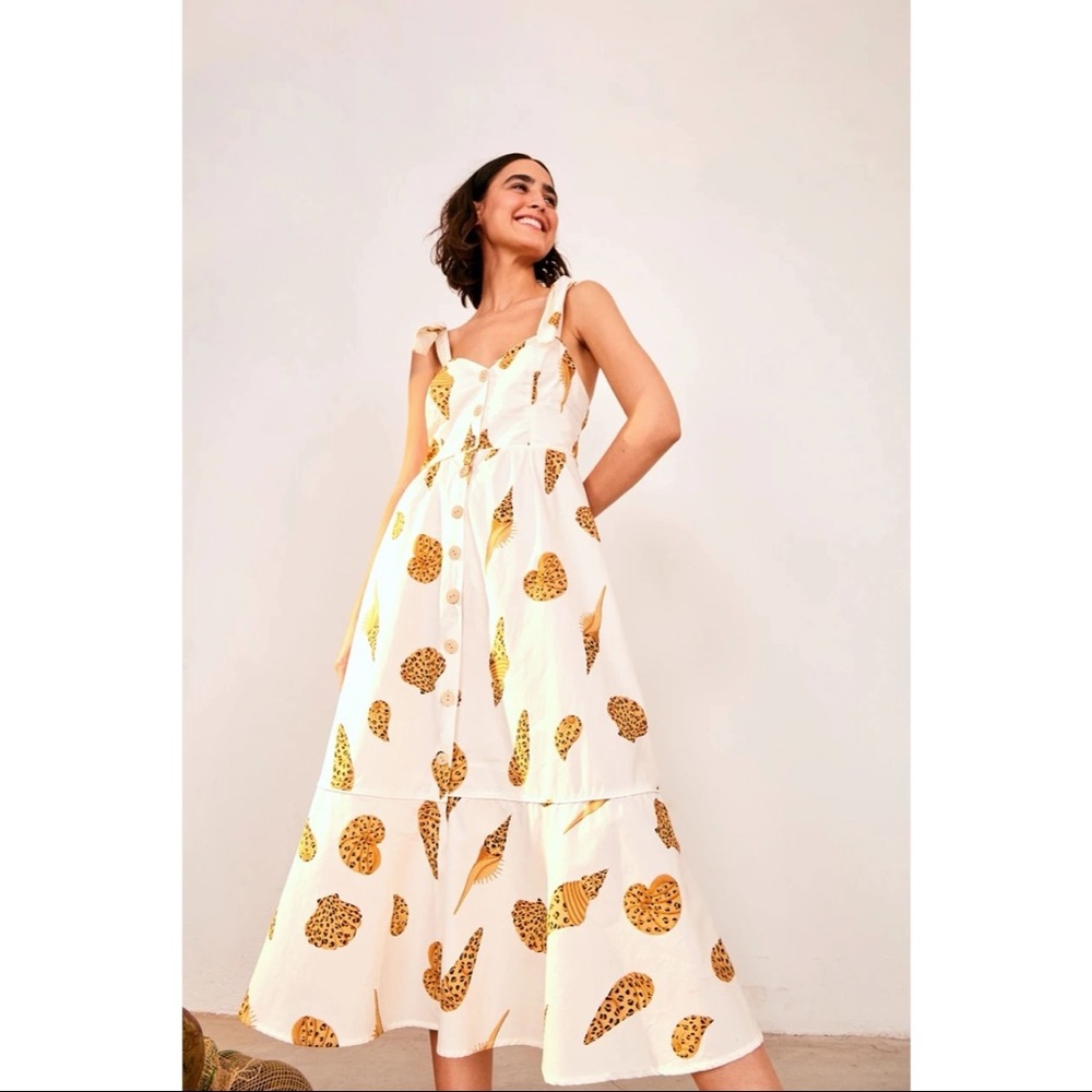 NWOT Farm Rio Leopard Shell Midi Dress